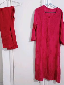 Embroidered Pink Kurta With Pant