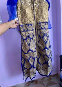 Elegant Blue &amp; Gold Frock Set