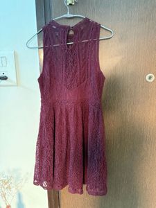 Burgundy Lace Sleeveless Dress