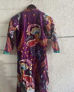 Multi Coloured Collar Kurti Cotton, Full Sleeves