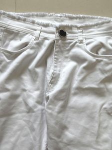 White Frayed Hem Denim Jeans