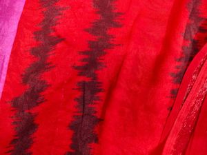 Elegant Red &amp; Patterned Saree