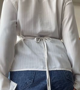 White Button Tie Top