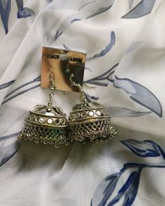 Oxidised Silver Plated Jhumka