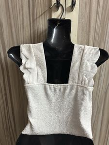 White Scalloped Crop Top