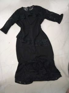 Elegant Black Lace Detail Dress