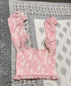 AND Women Pink Tie &amp; Dye Top Skirt Co-ord Set