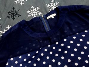Navy Polka Dot Top