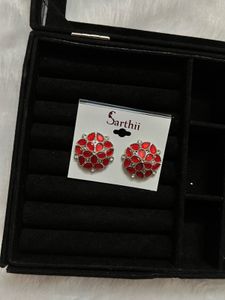 Sarthii Red Gemstone Earrings