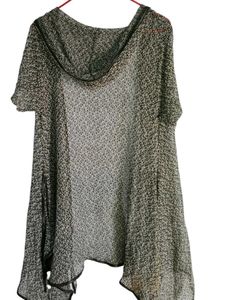 Stylish Hooded Net Shrug | Asymmetrical Hem |