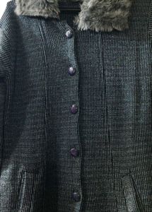 Elegant Gray Coat with Faux Fur_New_For Slim Girls