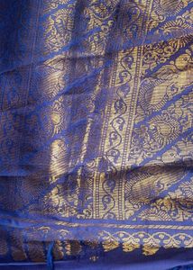 Elegant Blue & Gold Saree Fabric