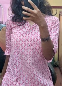 Women Pink Short Kurti
