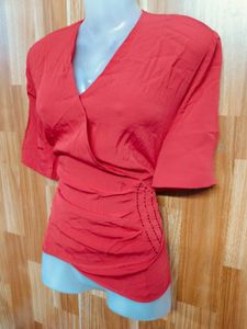 Coral V-Neck Top