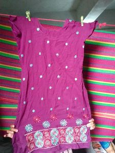Best Purple Colour Kurta With Flower Design