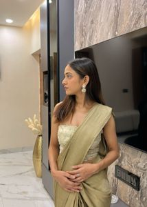 Elegant  semi stitched Saree with corset blouse