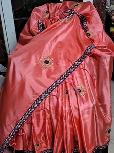 New Unique BabyPink &amp; BlueBorder SilSaree withBlou