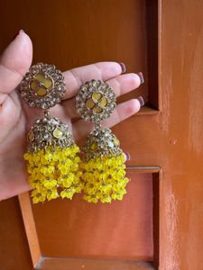 Yellow Jhumka Earrings