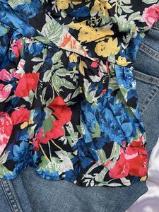 Floral beautiful neckline top