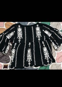 Embroidered Black Top