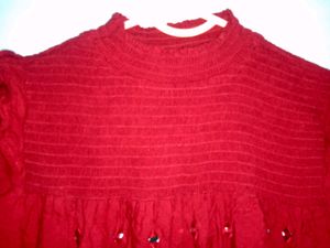 Maxi Lenght Dress With Perfect Fit And Cuff Sleeves In Maroon Colour