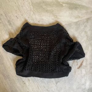 Black Knit Crop Top