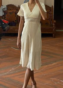 White Midi Sundress with Tie Back