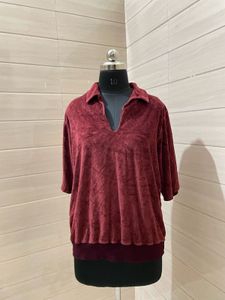 Maroon Velvet Top