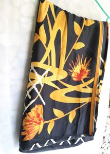 Women Black Satin Saree