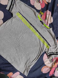 Gray Striped Graphic Tee