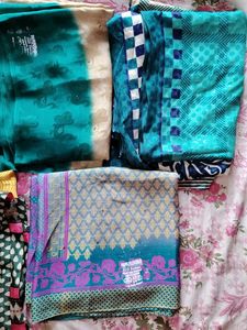 Assorted Sarees - Vibrant Colors Crepe Fabric