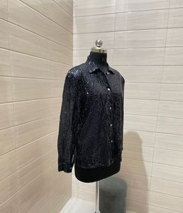 Party Sequence Sparkly Black Shirt