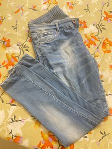 Sky Blue Faded Denim For Girls