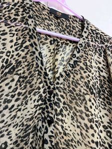 Zink Leopard Print Open Front Shrug