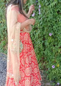 Orange Bandhej Printed Gown