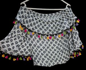 Boho Chic Off-Shoulder Cotton Top with Multicolor