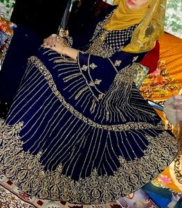 Elegant Navy Blue Embroidered Dress