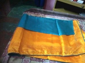 Yellow Saree With Attached Blouse Piece
