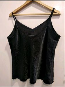 Beautiful Black Satin Top/ Slip