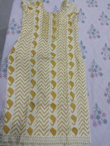 Mustard Embroidered Kurta