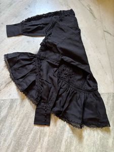 Cotton Lace Trim High Neck Dress