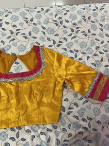 Yellow Readymade Saree Blouse