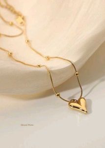 Korean Anti - Tarnish Golden Heart Chain Necklace♥