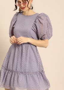 Lavender Dobby Pattern A-Line Dress