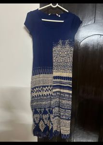 Blue Patterned Casual Kurta