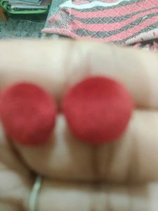 Red and Black Fabric Button Earrings