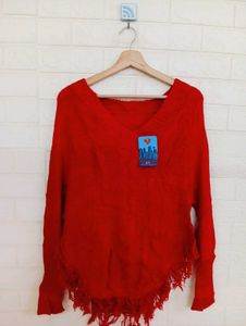Red Fringe Sweater