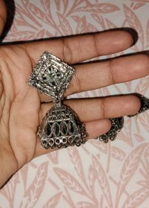 Elegant Silver Jhumka Earrings