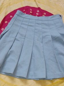 Light Blue Pleated Skirt