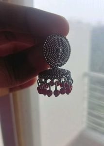 Red Jhumka Earrings